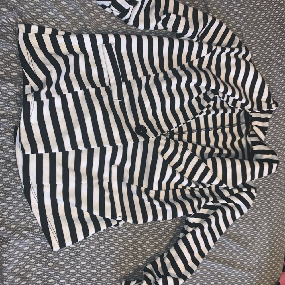 Black And White Striped Blazer